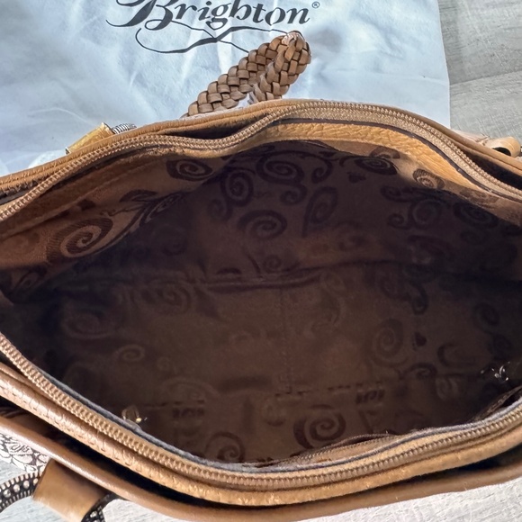 Brighton Heart Logo Canvas & Leather Shoulder Bag w/ Matching Wallet & Dust Bag - Picture 5 of 6